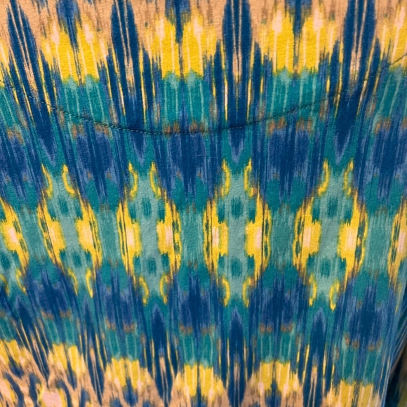 LADIES WOMENS TOP BLOUSE SHIRT SIZE XL RUBY RD FAVORITES BLUE YELLOW - Picture 7 of 7